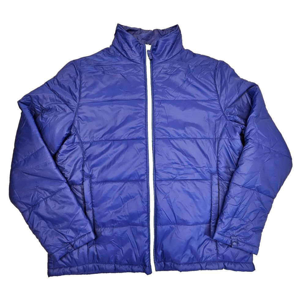 Lands' End Primaloft Full Zip Puffer Jacket Lightweight Pockets Gorpcore Blue L‎